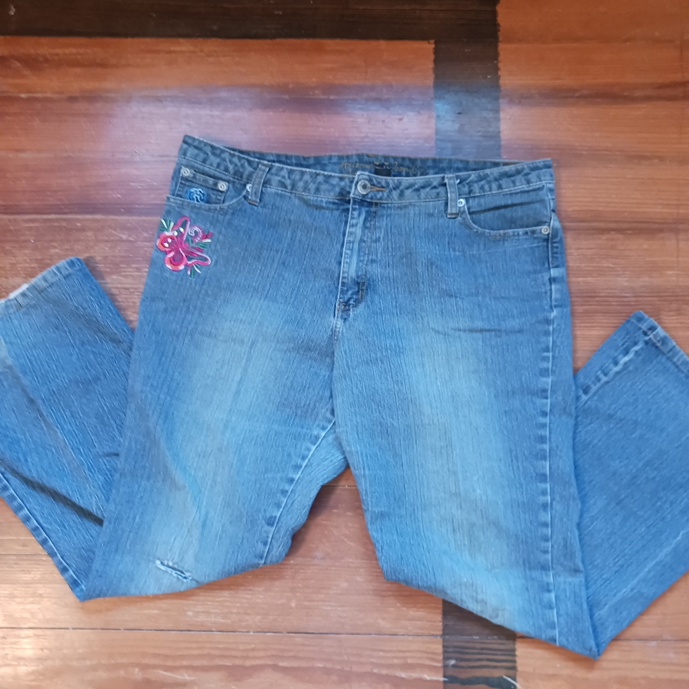 Arizona Blue Flare Jeans And Butterfly Embroidery- Size 15- Y2k